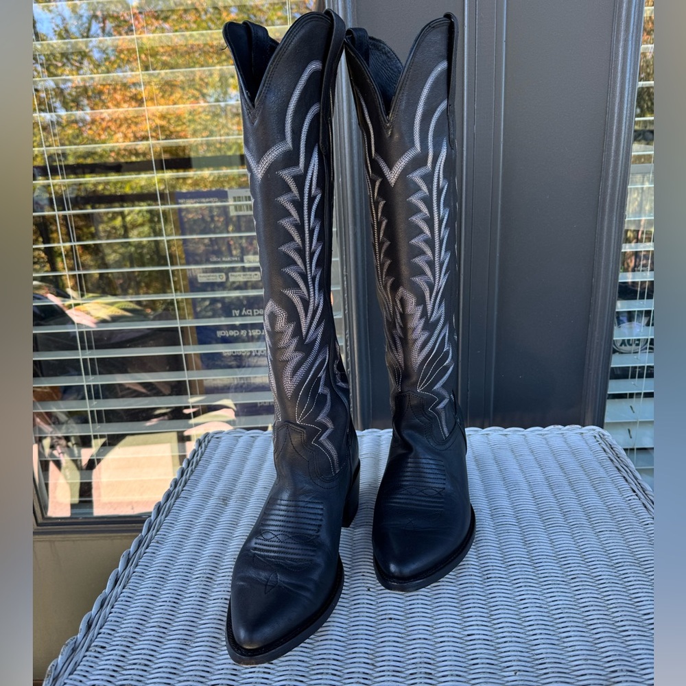 Tecovas Midnight Black Abby Cowboy Boots, size 9, EUC